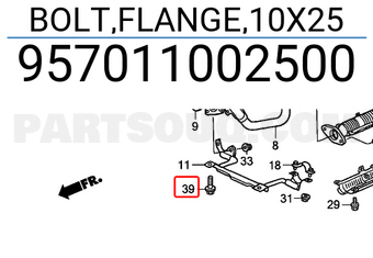 Honda 957011002500 BOLT,FLANGE,10X25