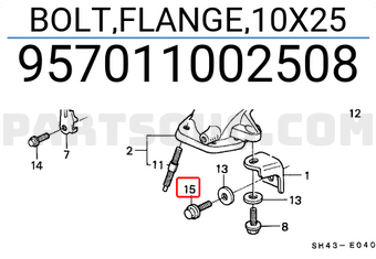 Honda 957011002508 BOLT,FLANGE,10X25