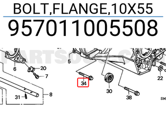 Honda 957011005508 BOLT,FLANGE,10X55