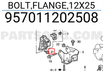 Honda 957011202508 BOLT,FLANGE,12X25