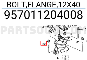 Honda 957011204008 BOLT,FLANGE,12X40