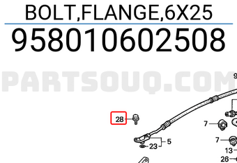 Honda 958010602508 BOLT,FLANGE,6X25