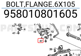 Honda 958010801605 BOLT,FLANGE.6X105