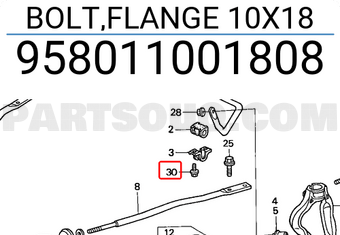 Honda 958011001808 BOLT,FLANGE 10X18