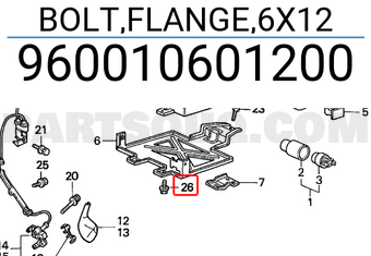 Honda 960010601200 BOLT,FLANGE,6X12