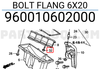 Honda 960010602000 BOLT FLANG 6X20