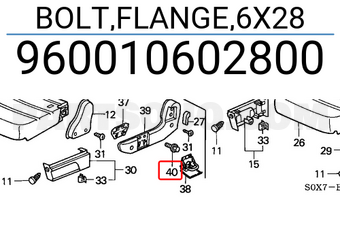 Honda 960010602800 BOLT,FLANGE,6X28