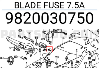 Honda 9820030750 BLADE FUSE 7.5A