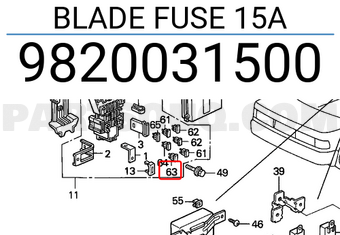 Honda 9820031500 BLADE FUSE 15A