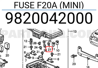 Honda 9820042000 FUSE F20A (MINI)