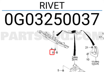 Hyundai / KIA 0G03250037 RIVET