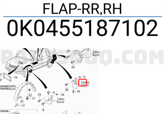 Hyundai / KIA 0K0455187102 FLAP-RR,RH