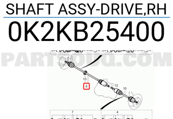 Hyundai / KIA 0K2KB25400 SHAFT ASSY-DRIVE,RH