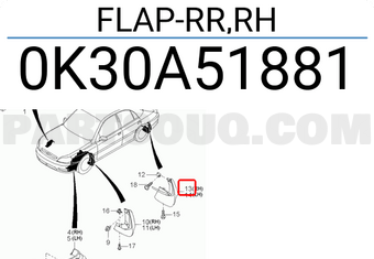Hyundai / KIA 0K30A51881 FLAP-RR,RH