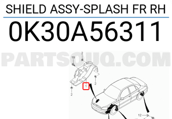 Hyundai / KIA 0K30A56311 SHIELD ASSY-SPLASH FR RH