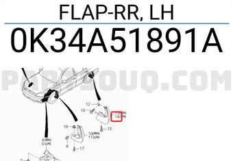 Hyundai / KIA 0K34A51891A FLAP-RR, LH