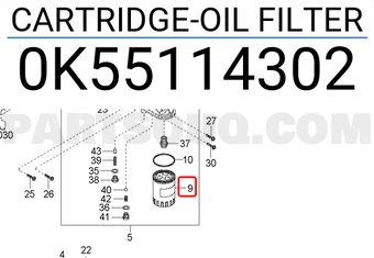 Hyundai / KIA 0K55114302 CARTRIDGE-OIL FILTER