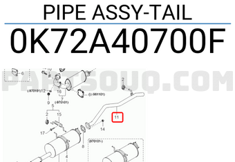 Hyundai / KIA 0K72A40700F PIPE ASSY-TAIL
