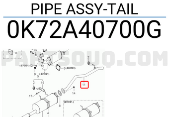 Hyundai / KIA 0K72A40700G PIPE ASSY-TAIL