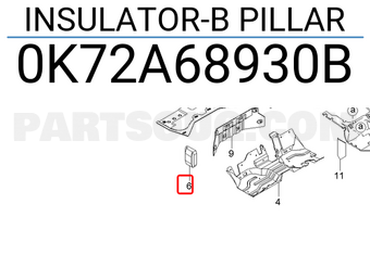 Hyundai / KIA 0K72A68930B INSULATOR-B PILLAR