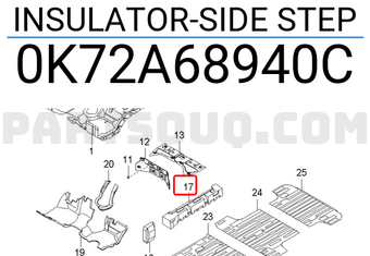 Hyundai / KIA 0K72A68940C INSULATOR-SIDE STEP
