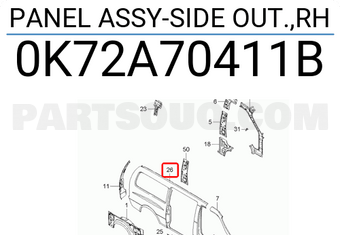 Hyundai / KIA 0K72A70411B PANEL ASSY-SIDE OUT.,RH
