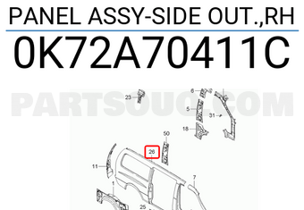 Hyundai / KIA 0K72A70411C PANEL ASSY-SIDE OUT.,RH