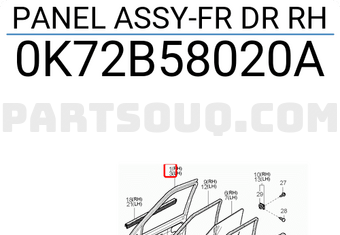 Hyundai / KIA 0K72B58020A PANEL ASSY-FR DR RH
