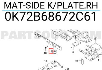 Hyundai / KIA 0K72B68672C61 MAT-SIDE K/PLATE,RH