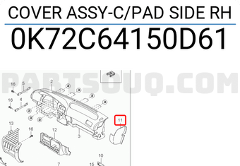 Hyundai / KIA 0K72C64150D61 COVER ASSY-C/PAD SIDE RH