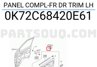 Hyundai / KIA 0K72C68420E61 PANEL COMPL-FR DR TRIM LH