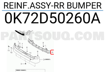 Hyundai / KIA 0K72D50260A REINF.ASSY-RR BUMPER