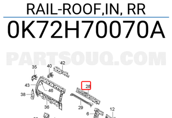 Hyundai / KIA 0K72H70070A RAIL-ROOF,IN, RR