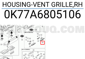 Hyundai / KIA 0K77A6805106 HOUSING-VENT GRILLE,RH