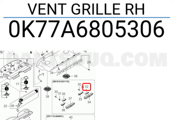 Hyundai / KIA 0K77A6805306 VENT GRILLE RH