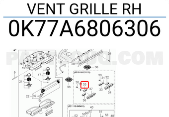 Hyundai / KIA 0K77A6806306 VENT GRILLE RH