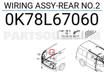 Hyundai / KIA 0K78L67060 WIRING ASSY-REAR NO.2