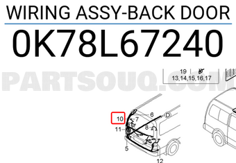 Hyundai / KIA 0K78L67240 WIRING ASSY-BACK DOOR