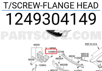 Hyundai / KIA 1249304149 T/SCREW-FLANGE HEAD