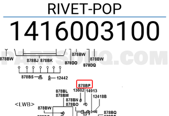 Hyundai / KIA 1416003100 RIVET-POP
