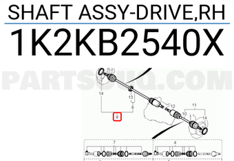 Hyundai / KIA 1K2KB2540X SHAFT ASSY-DRIVE,RH