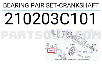 Genuine Hyundai 21020-3C101 Crankshaft Bearing Set Pair