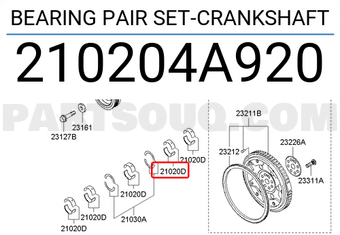 Hyundai / KIA 210204A920 BEARING PAIR SET-CRANKSHAFT