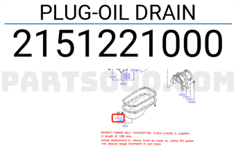 Hyundai / KIA 2151221000 PLUG-OIL DRAIN