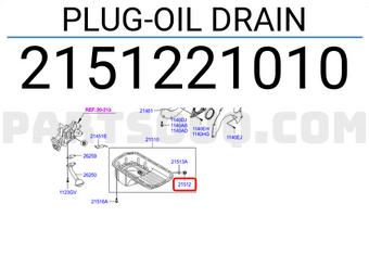 Hyundai / KIA 2151221010 PLUG-OIL DRAIN