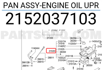 Hyundai / KIA 2152037103 PAN ASSY-ENGINE OIL UPR