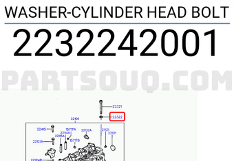 Hyundai / KIA 2232242001 WASHER-CYLINDER HEAD BOLT