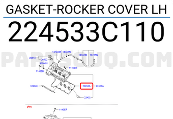 Hyundai / KIA 224533C110 GASKET-ROCKER COVER LH