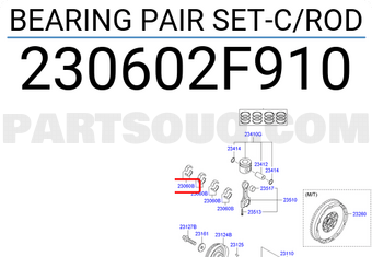 Hyundai / KIA 230602F910 BEARING PAIR SET-C/ROD