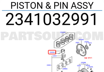Hyundai / KIA 2341032991 PISTON & PIN ASSY